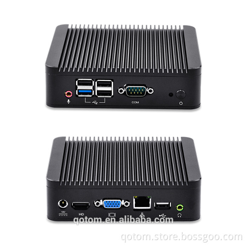 Qotom Industrial Fanless Mini Computer Hardware x86 12V bay trail j1900 processor PC Desktop Computer Ubuntu Mini PC